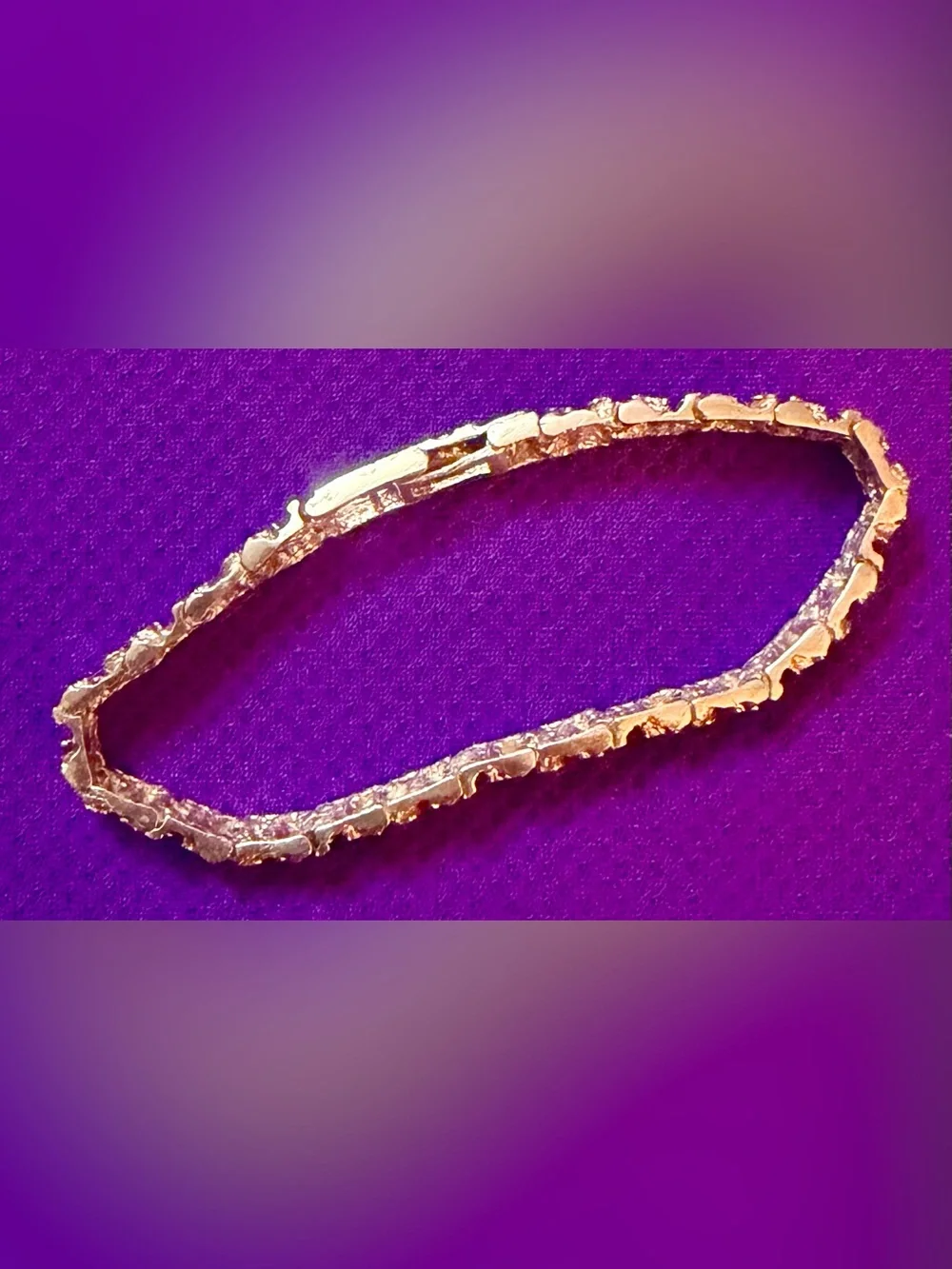 925 Sterling Silver Nugget Bracelet With Rose Gold Overlay